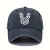 Rabbit print baseball cap retro lightweight washable cap with adjustable men's and women's casual sun protection hat