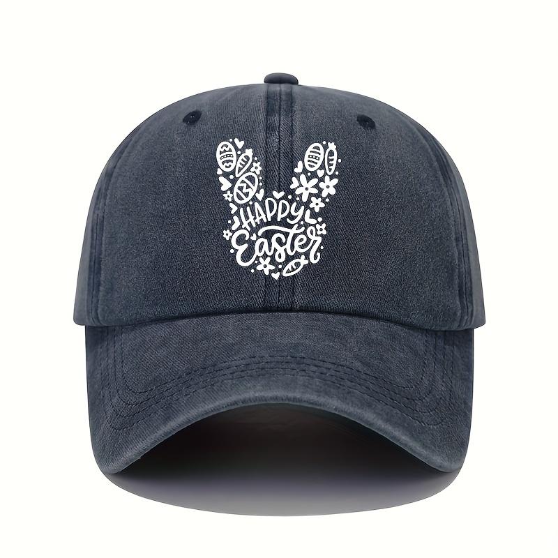 Rabbit print baseball cap retro lightweight washable cap with adjustable men's and women's casual sun protection hat