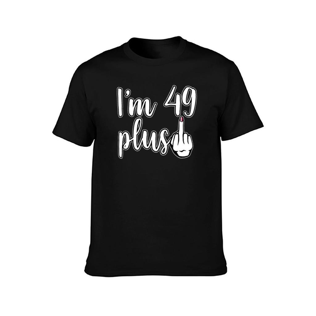 I Am 49 Plus Middle Finger Funny Women Birthday Party Long Sleeve TShirt Casual Daily Outfit TShirt