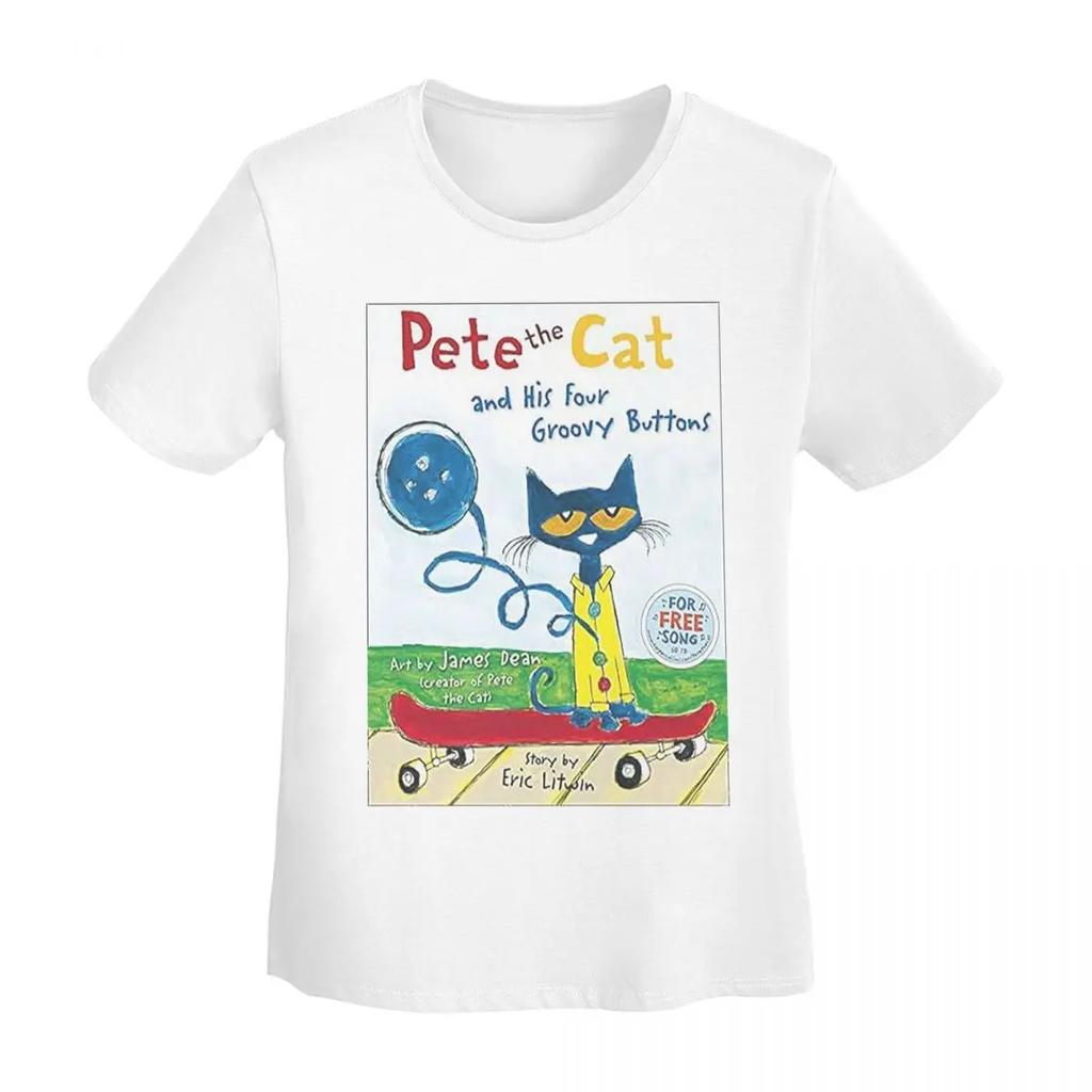 Pete The Cat TShirt Women Short Sleeve T Shirts Round Neck Clothes Cotton Summer Tees Streetwear