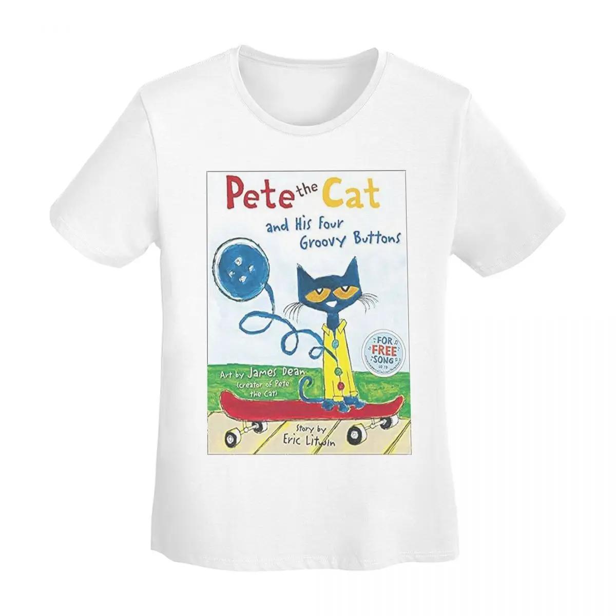 Pete The Cat TShirt Women Short Sleeve T Shirts Round Neck Clothes Cotton Summer Tees Streetwear S