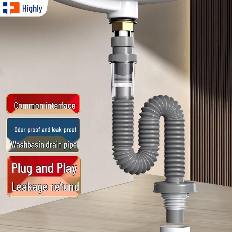 Haili Geruchshemmendes Teleskop-ABS-Waschbecken-Abflussrohr