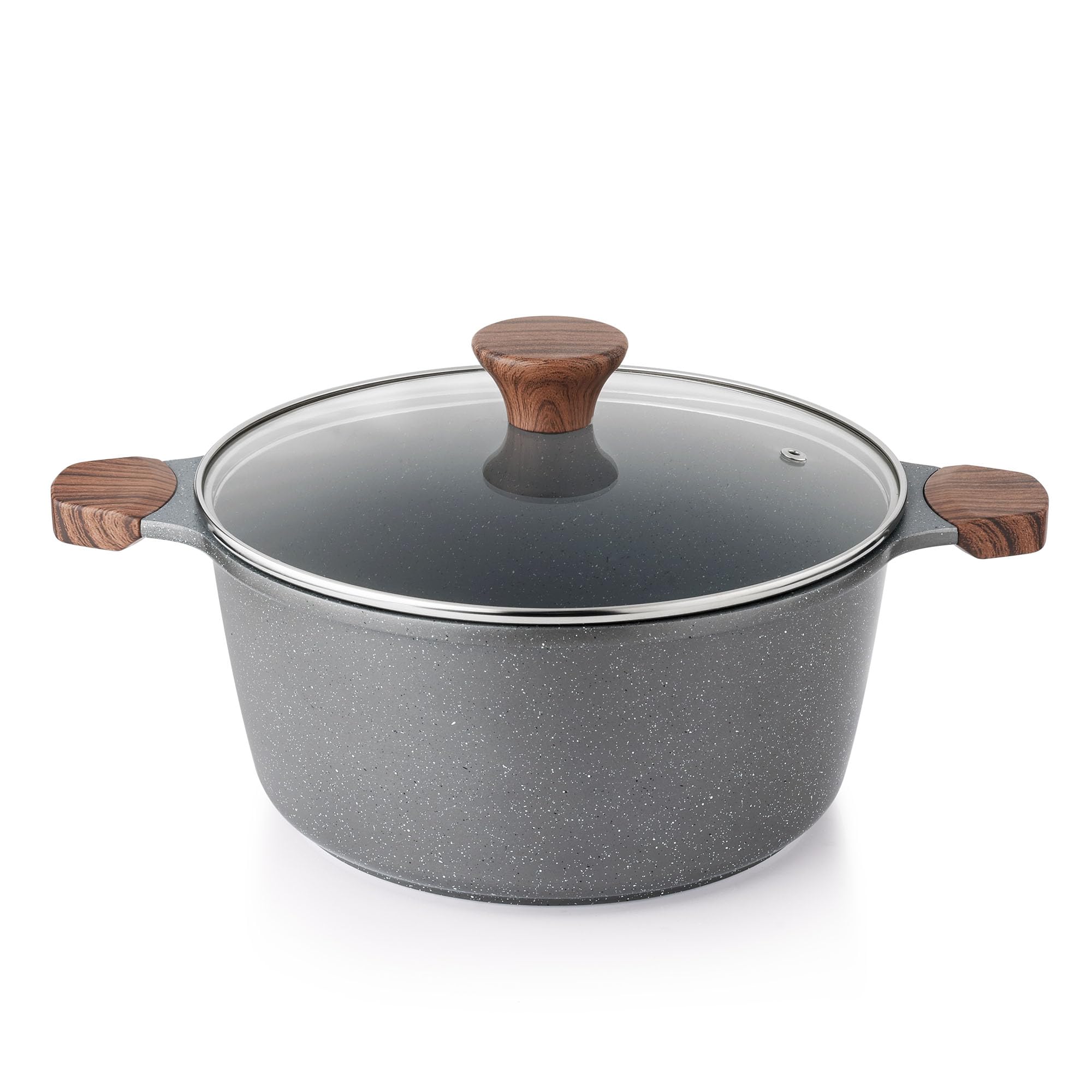 

SENSARTE 24cm Deep Double-Handled Pot, Large, Tabletop Pot, IH Compatible, Non-stick Marble Coating, PFAS & PTFE Free, Easy to Clean, Curry Pot, Deep