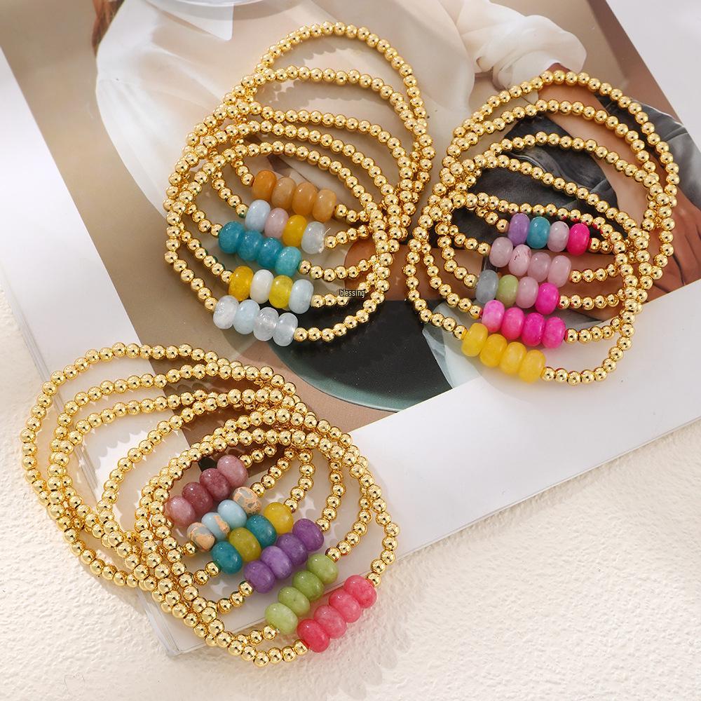 Colorful Natural Stone Beaded Bracelet - New Fashion Design, Multiple Piece Options