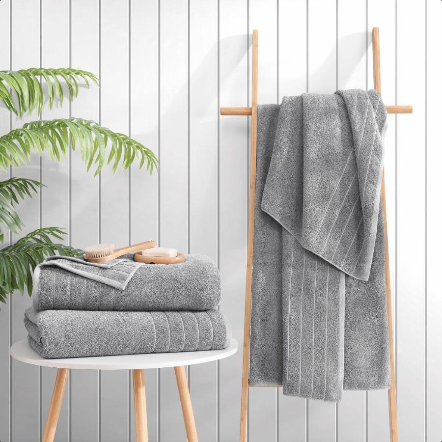 100 Cotton Bath Towels Set of 4 30x60 Ring Spun Mercerized Cotton Bathroom Towel Sets Quick Dry Soft Absorbent Grey Towels Set