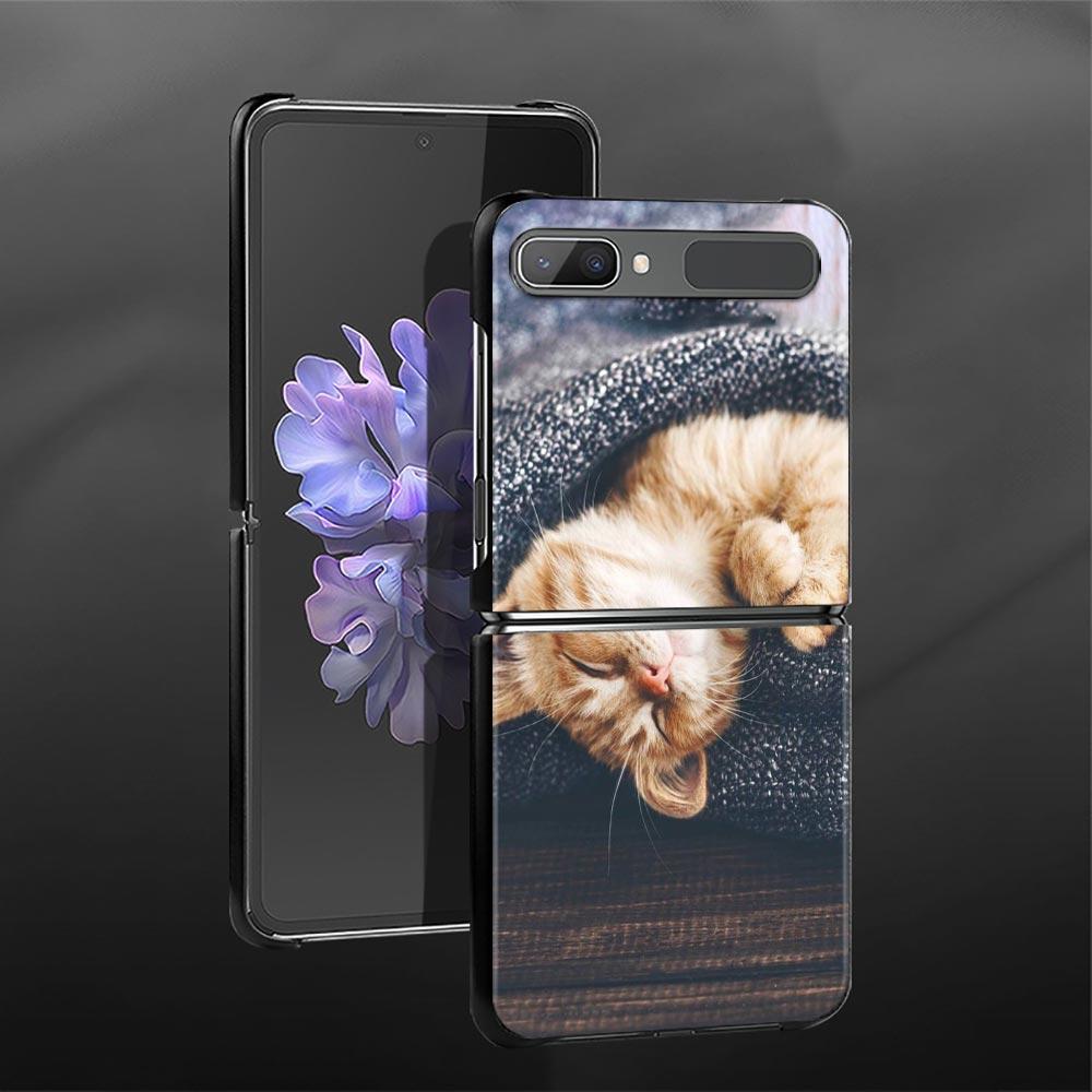 Cute Cat Kitten Phone Protective Case For Samsung Galaxy Z Flip3 5g Back Cases For Samsung Z Flip Capa Black Shell Fundas