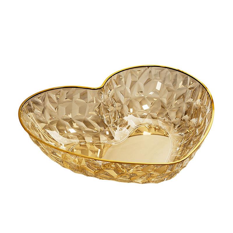 Love Fruit Plate Festive Coffee Table Fruit Plate Home Living Room Light Luxury High-End Snacks Premium Crystal Fruit Pot Candy Plate