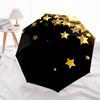 Golden Starry Sky Automatic Opening Folding Umbrella - Portable 3-Fold Design with Iron Frame for, Festive Gift, Travel, Daily Use1121097a