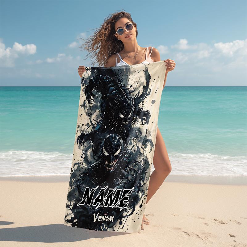 Personalized "Venom Artwork Poster" Beach Towel Microfiber Beach Towel Thin Absorbent for Beach Swimming Yoga Bath Sports. 0910336