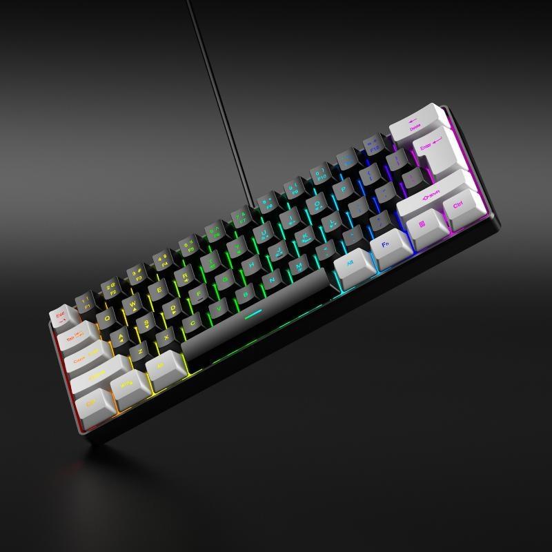 Portable 61 Keys Wired Mini Mechanical Keyboard K61 Ergonomic Quiet Keyboard for PC Office Home Gaming