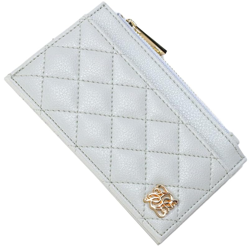 

[Alto Rose] gray fragment case ladies wallet thin wallet bill bifold With coin purse synthetic leather fragment card case IC card quilting pass case
