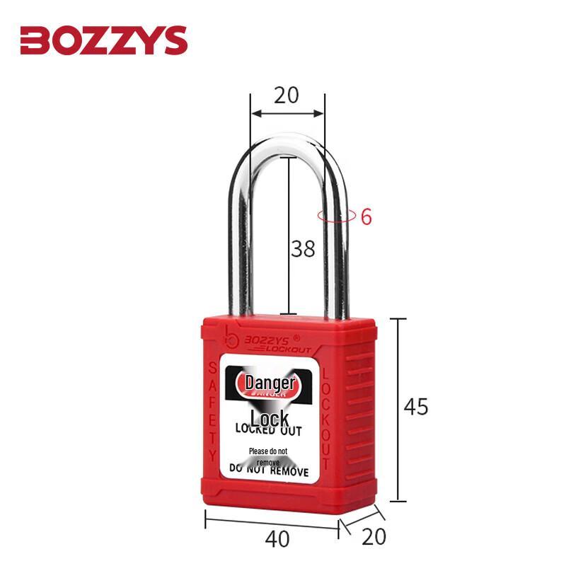 BOZZYS Industrial Safety Padlock Non-Key Retaining Type красный