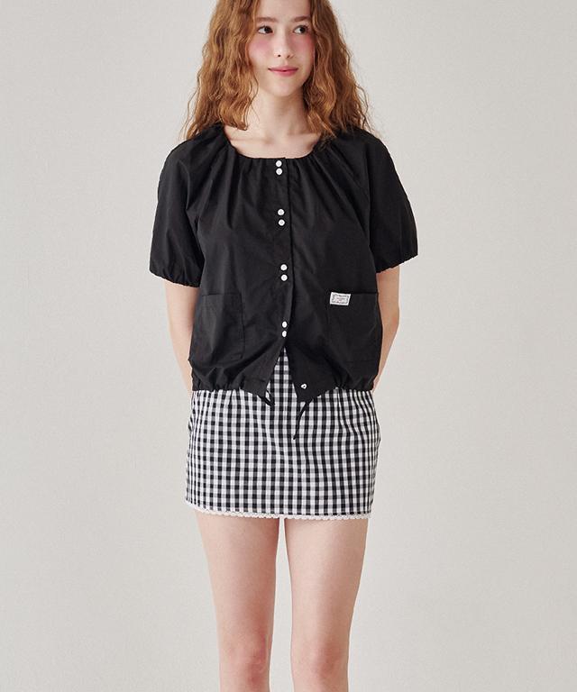 Ronron Torchon Lace Check Mini Skirt Black