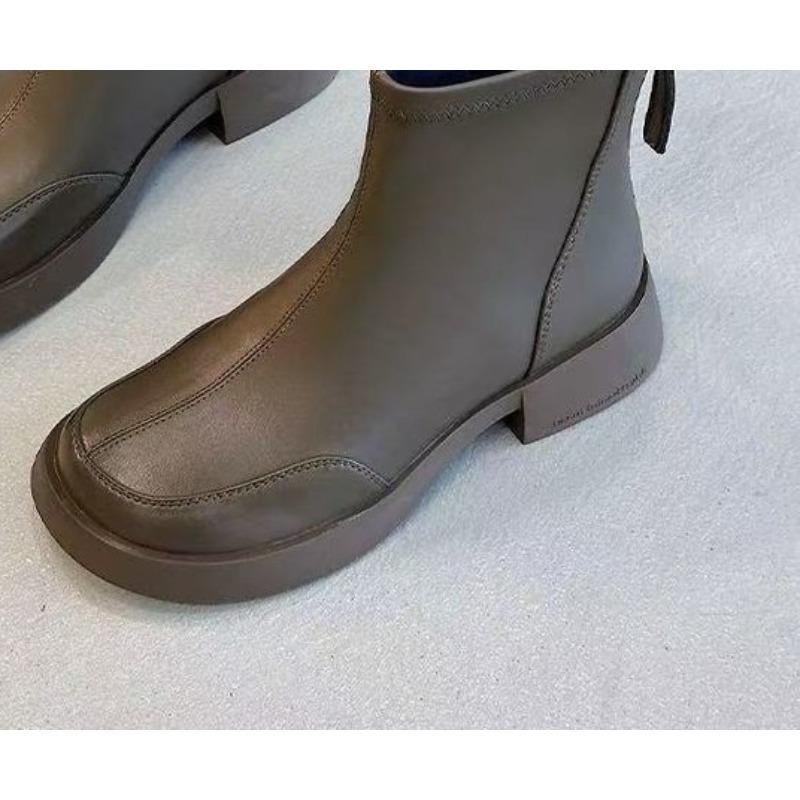 New Women's Single-shoe Shoes: Thick-soled Chimney Ankle Boots, Rear Zipper Boots