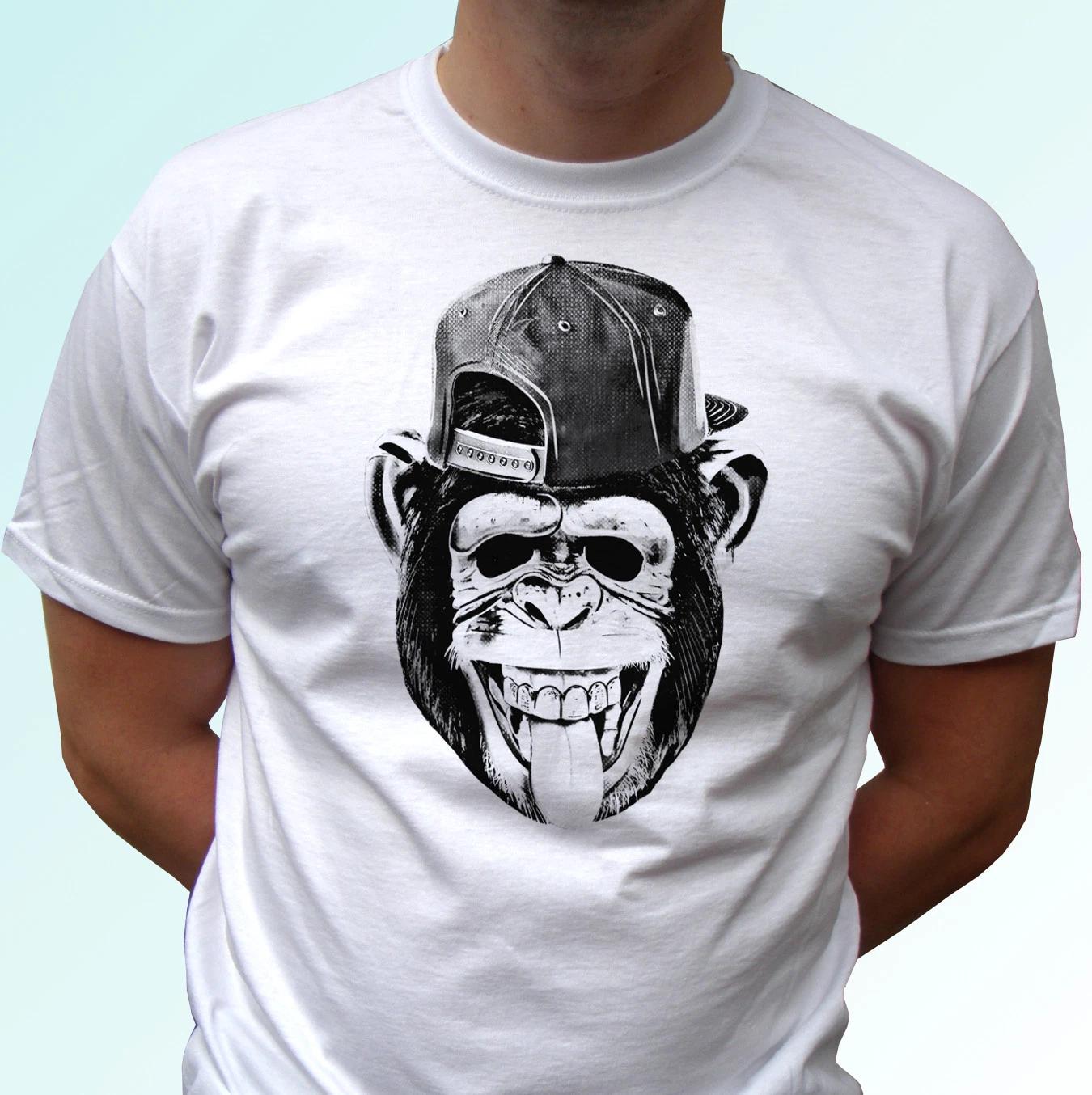 Chimpanzee funny white kids boys T-Shirt animal chimp tee monkey top s s kids baby 100