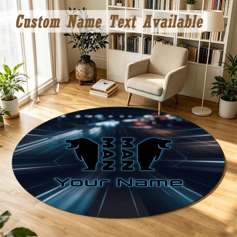 Round Rug Custom NameMAN Truck Pattern Non Slip Carpet Home Floor Decor