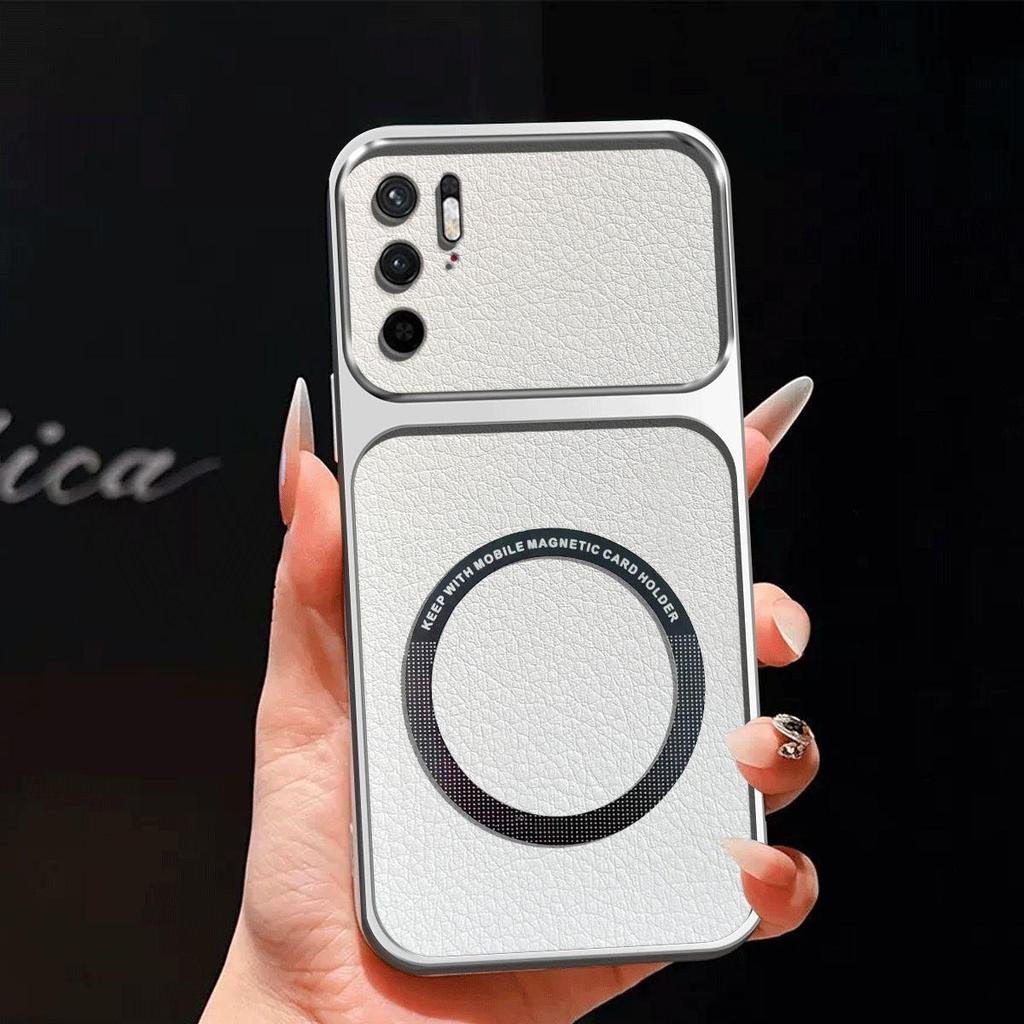 Upgraded Big Lens Protection Case for Xiaomi Redmi Note 10 5G,POCO M3 Pro 5G Luxury Leather Casing with Magnetic Ring