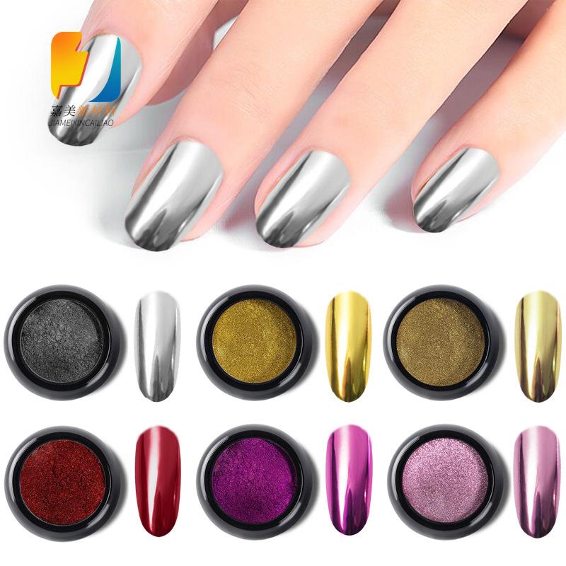 2pcs Nail Mirror Powder Electroplated Metallic Mirror Powder High Glitter Flash Laser Titanium Gold Powder Multi-color Optional Nail Art Tool