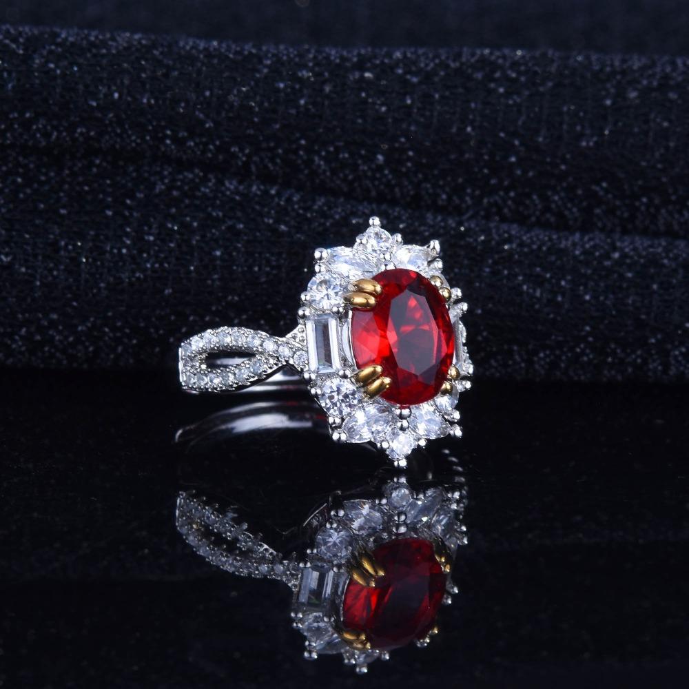 Open Ring 3 Carat Ruby Gemstone Elegant Simple Women Jewelry