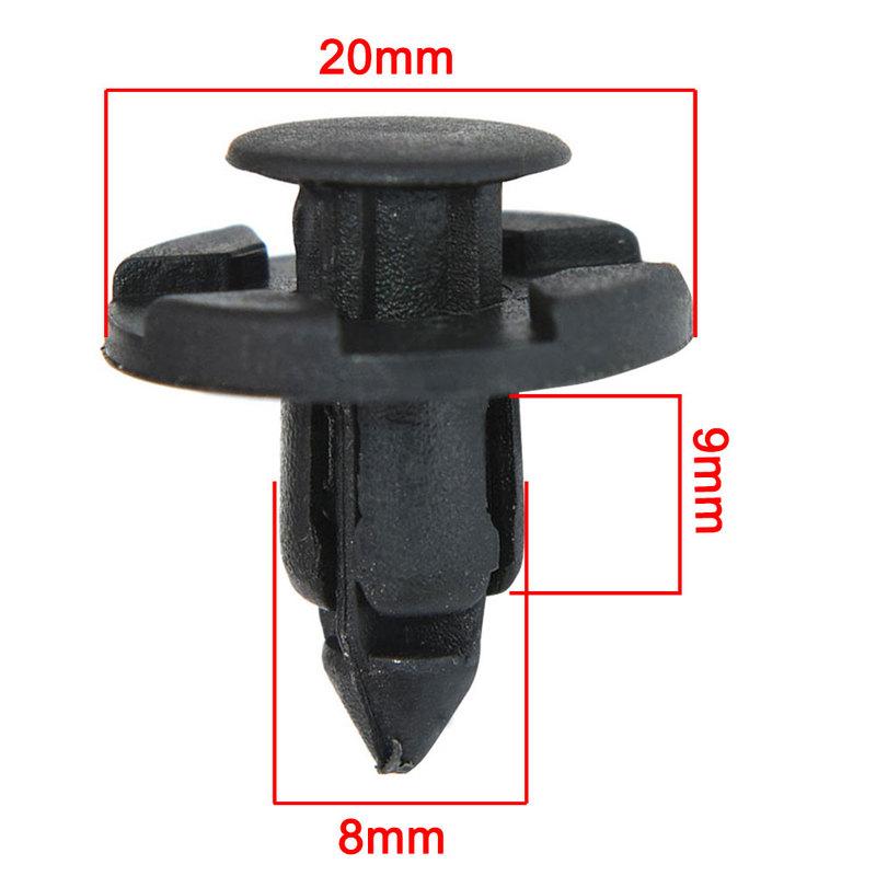 ZMFJH 50PCS 8mm Diameter Car Bumper Black Vehicle Door Panel Fender Liner Clips Retainer Plastic Auto Fasteners Rivets Clip