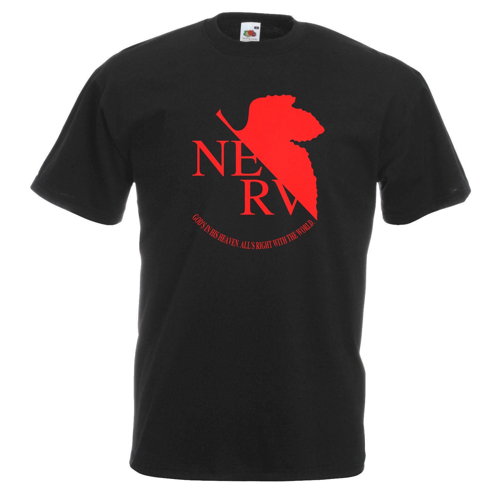 Adults Neon Genesis Evangelion Nerv Logo Japanese Anime Unisex Black TShirt S