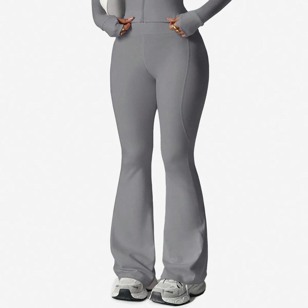 Waist-Cinching Yoga Set: Long-Sleeve Jacket & Butt-Lifting Micro-Flare Pants - Women's Sportswear for Autumn/Winter.