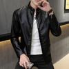 Men's leather jacket, autumn/winter new baseball collar casual jacket, youth slim fit motorcycle PU leather jacket for men