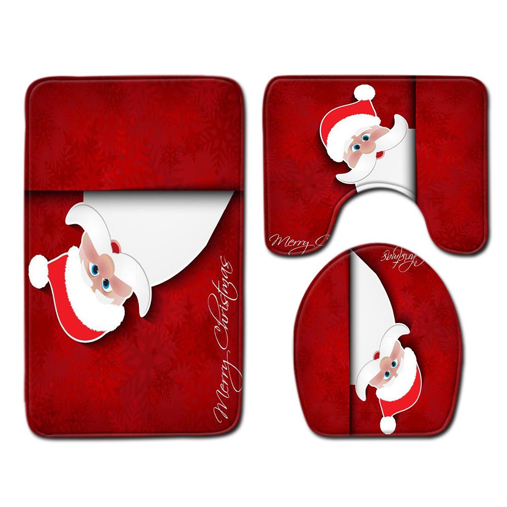 3D Toilet Floor Mat Bathroom Mat Christmas Three-Piece Foot Mat E-Commerce