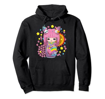 Japanese Cute Kimono Kokeshi Doll Hoodie