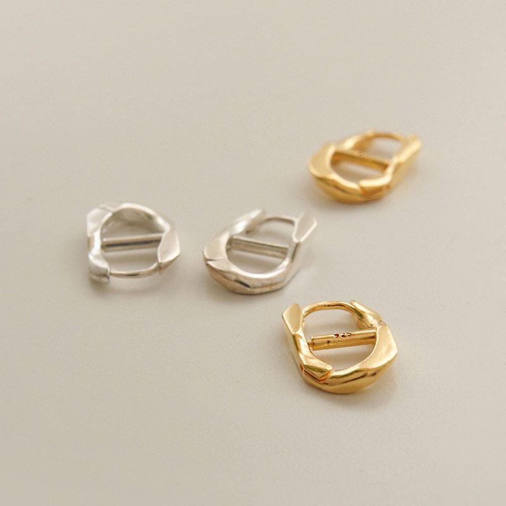 J.Lauren Chandal One-Touch Curve Gold Silver Earrings M03792 [32200970]