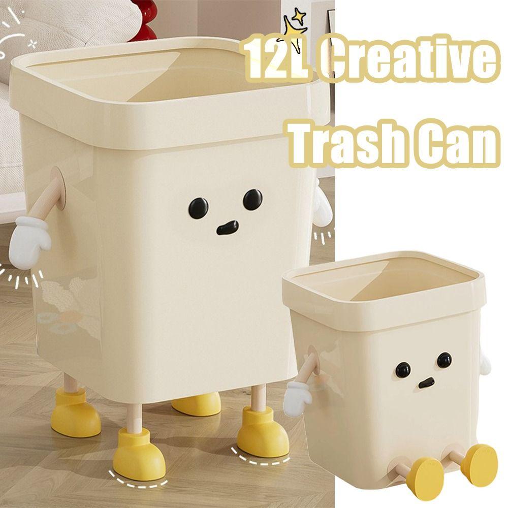 Storage Bin Trash Can Food Waste Plastic Wastebasket Lightweight Square Garbage Can  Kitchen