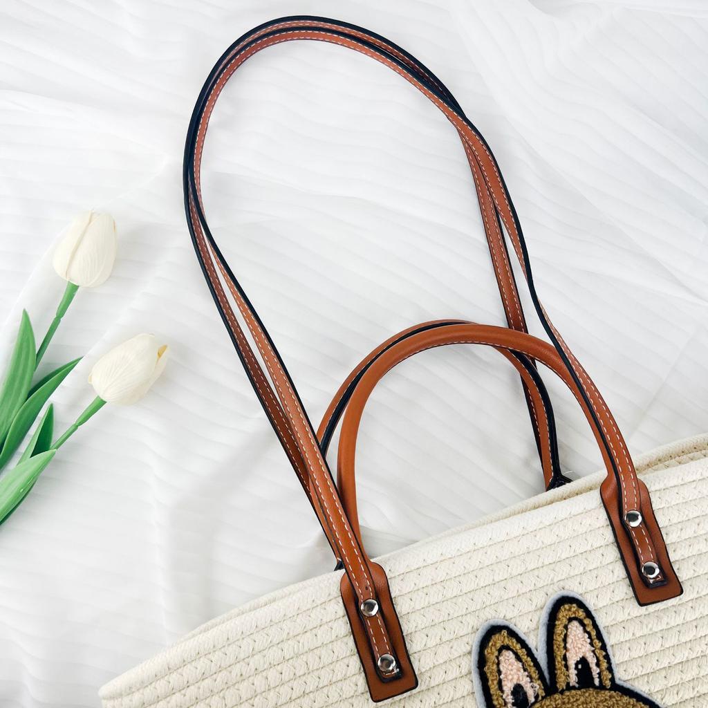 Hand-woven Cotton Rope Bag Cartoon Pull Cloth Large Capacity Shoulder Handbag Beach Tote Bag