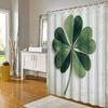 1Pc Four-Leaf Clover Shower Curtain With Water Droplets & Textured Light Gray Background - 70X70 Inch Polyester Bathroom Decor