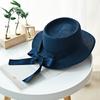 Ymsaid New Summer Sun Hats Women Fashion Girl Straw Hats Ribbon Bow Beach Hat Casual Straw Flat Top Panama Hat Bone Feminino