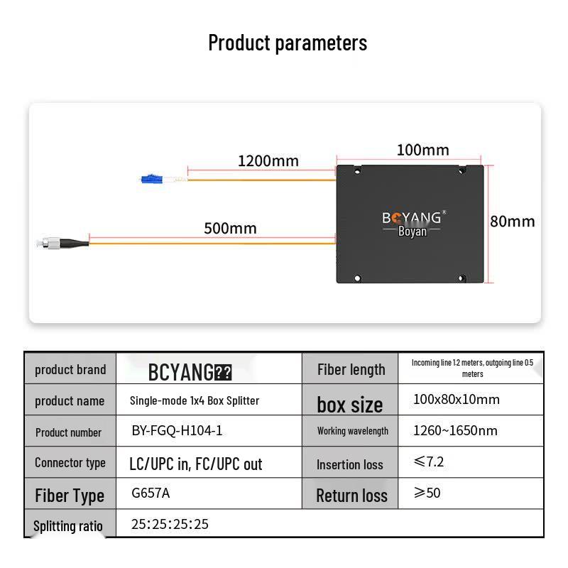 Boyang 1x4 Single Mode Fiber Optic Splitter