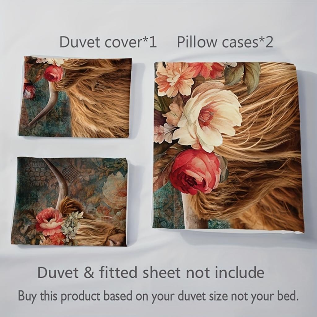 Highland Cattle Digitaltryckt Sängklädesset Mjukt Mysigt Påslakanset King Queen Twin Singel Storlek Födelsedagspresent Rumsdekoration