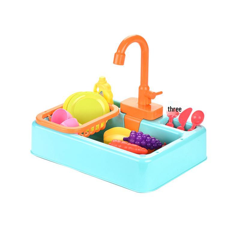 Children's Pretend Play Electric Sink with Circulating Water and Vegetable Washing Features