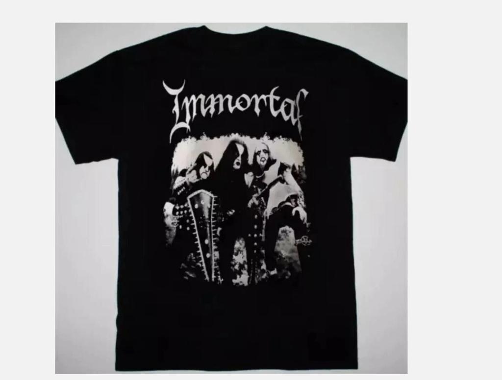 Immortal Band T-shirt Retro Black Short Sleeve Q83749