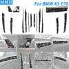 For BMW X5 E70 2007-2009 Forged Carbon Fiber Door Start Stop Switch Panel Decoration Strip Car Interior Accessoriers Sticker