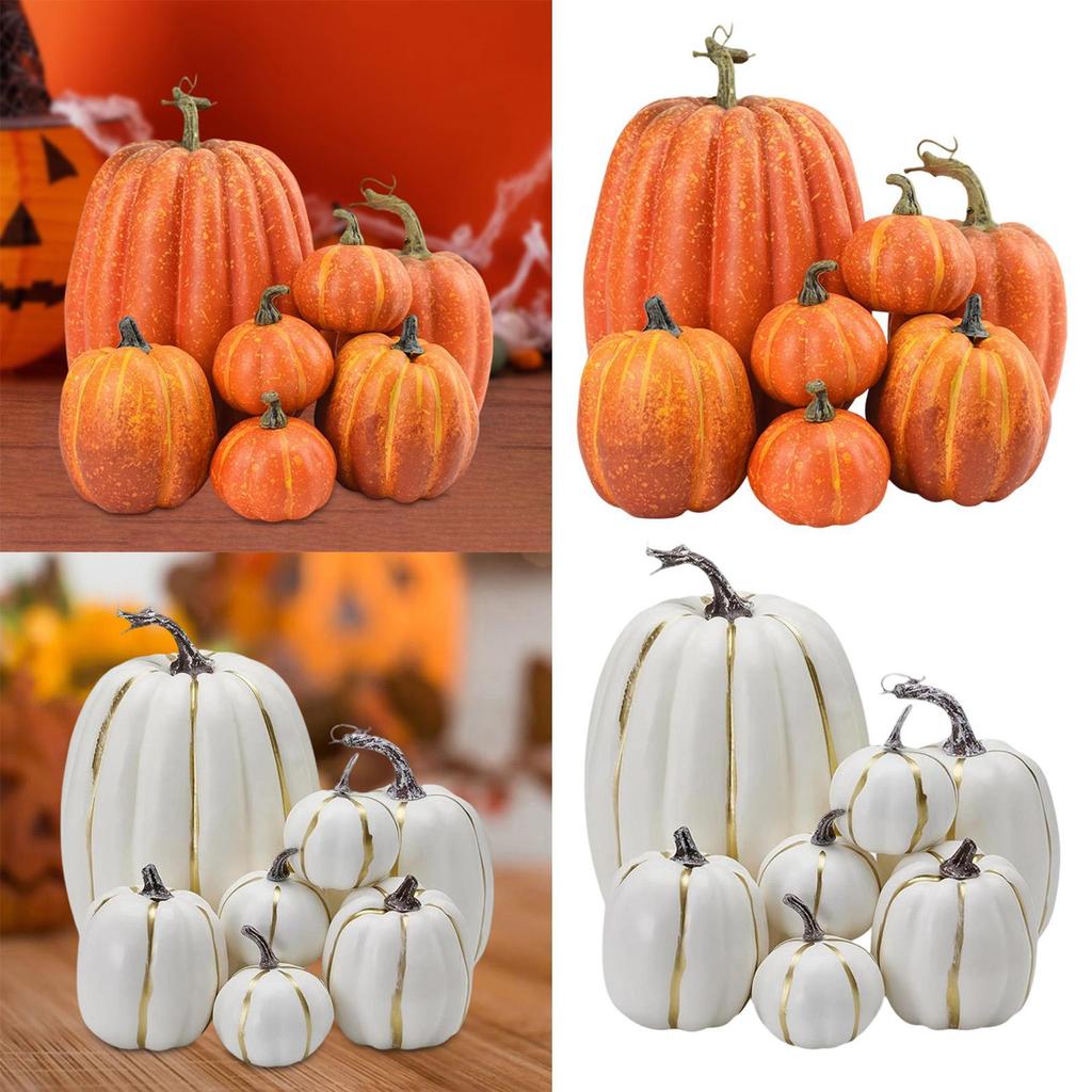 7 kusů umělých dýní jako ozdoby na střed stolu, svatba, podzim
