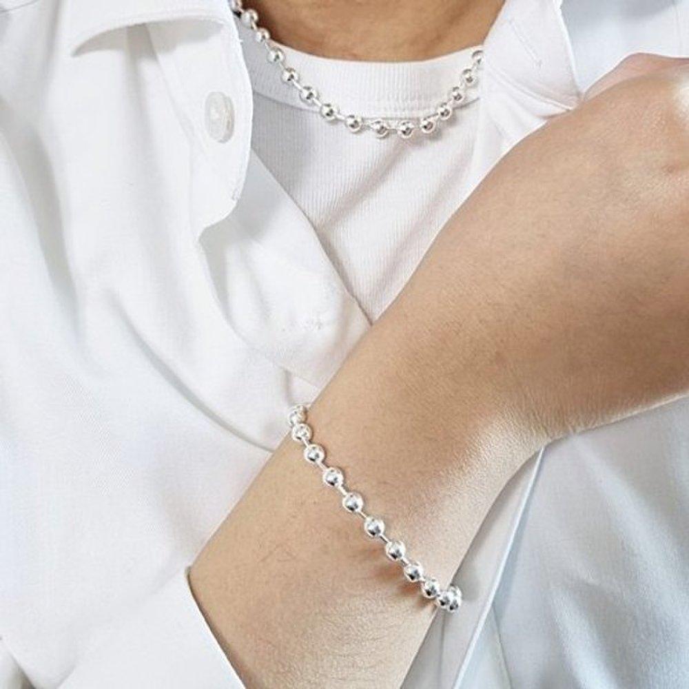 Silver ball 4mm silver bracelet thick best popular couple unisex pearl sterling silver gathering