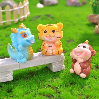 Cute Mini Twelve Zodiac Figurines DIY Resin Crafts Animals Ornaments Cartoon Handmade Micro Landscape Decoration