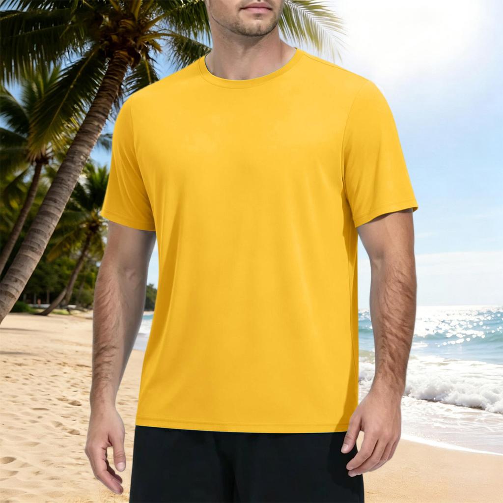 Men's Summer Quick Dry Short Sleeve T Shirt Lightweight Athletic Fitness Top for Outdoor Sports Hiking Running Gym