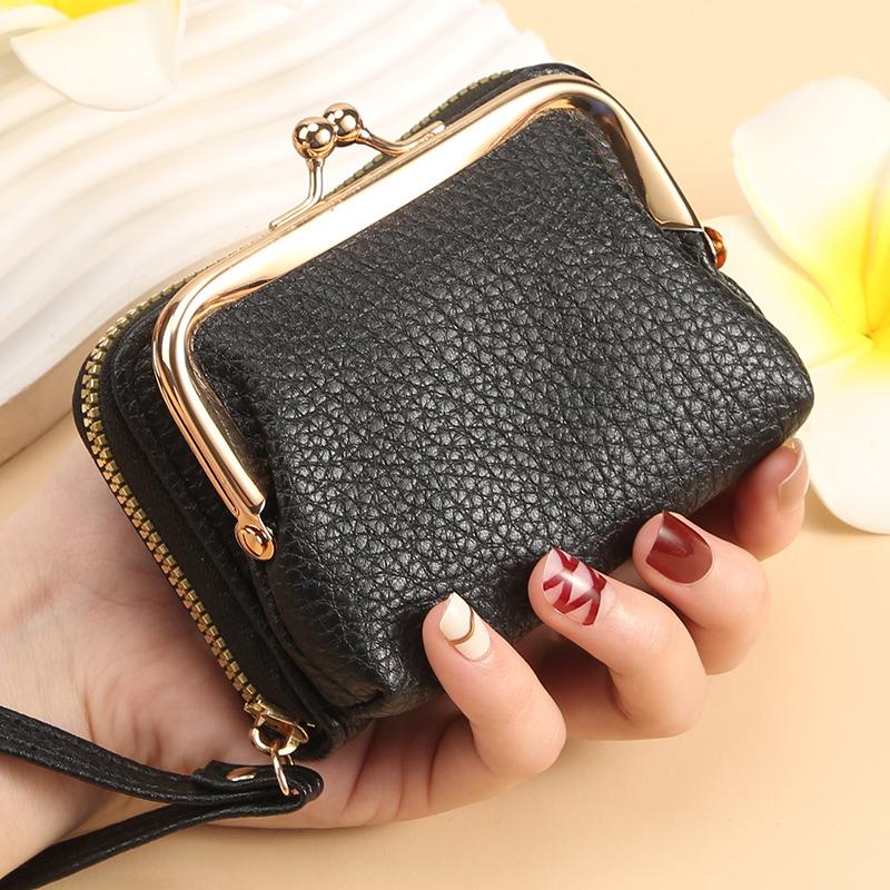 Simple and Fashionable Short Card Bag Soft Women's Zipper Bag Multi-card Wrist Strap Card Bag