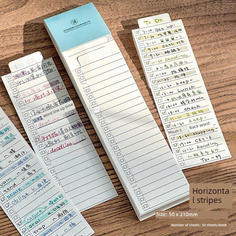 

Bookmark Type Foldable Notepad Memo Blank Index Plan Tearable Good-looking Stationery Oh Baby Portable Notebook 1 horizontal stripe