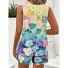 Women Zebra Print Sleeveless Top And Drawstring Shorts Two Piece Set