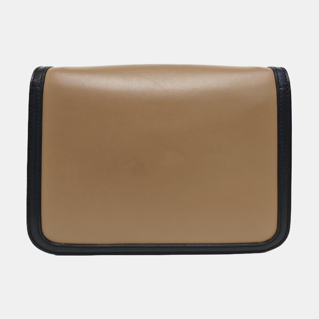 [Pre-Owned] Tb Small Brown Leather Shoulder Bag With Gold Hardware And Detachable Strap - Very Good #1LPD053