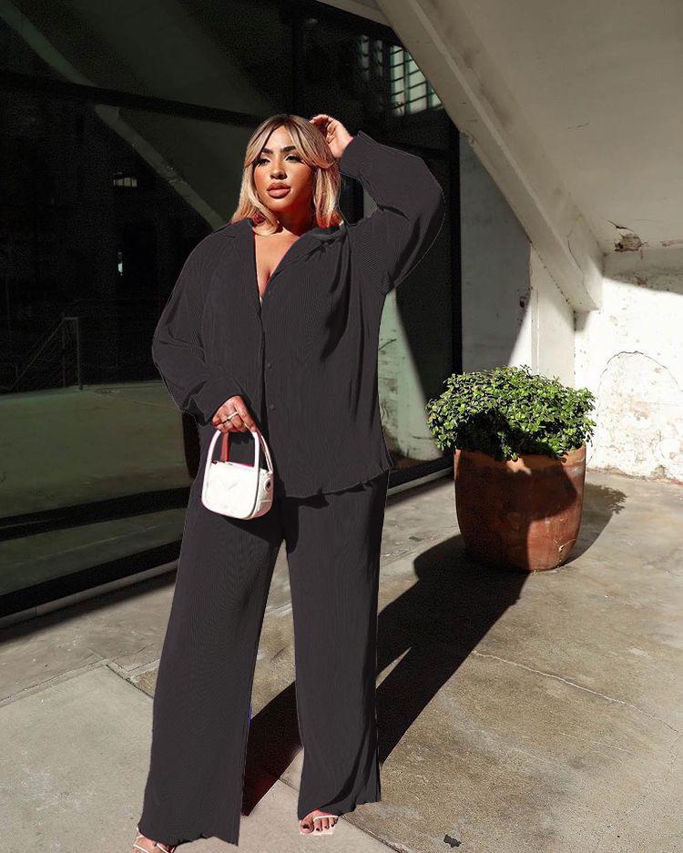 EU & US Women's Sexy Pleated Loose Casual Multi-color Set - Orange