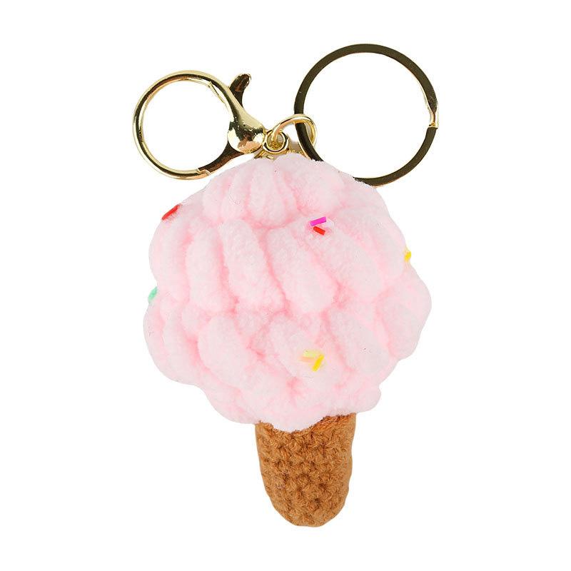 

1PC Ice Cream Handmade Backpack Pendant Cute Woven Yarn Charm Cartoon Keychain Gift Key Ring New