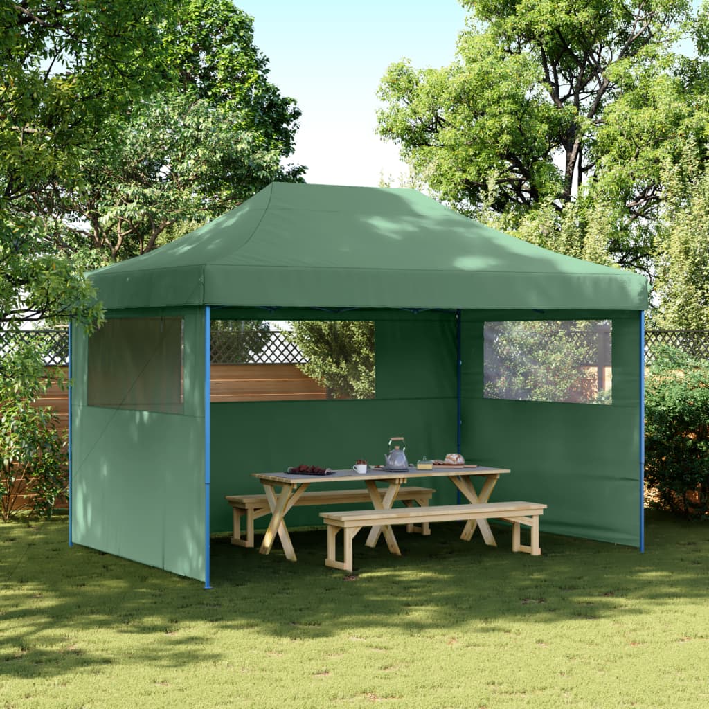 Vidaxl Pop-Up Party Tent with 3 Walls, Green